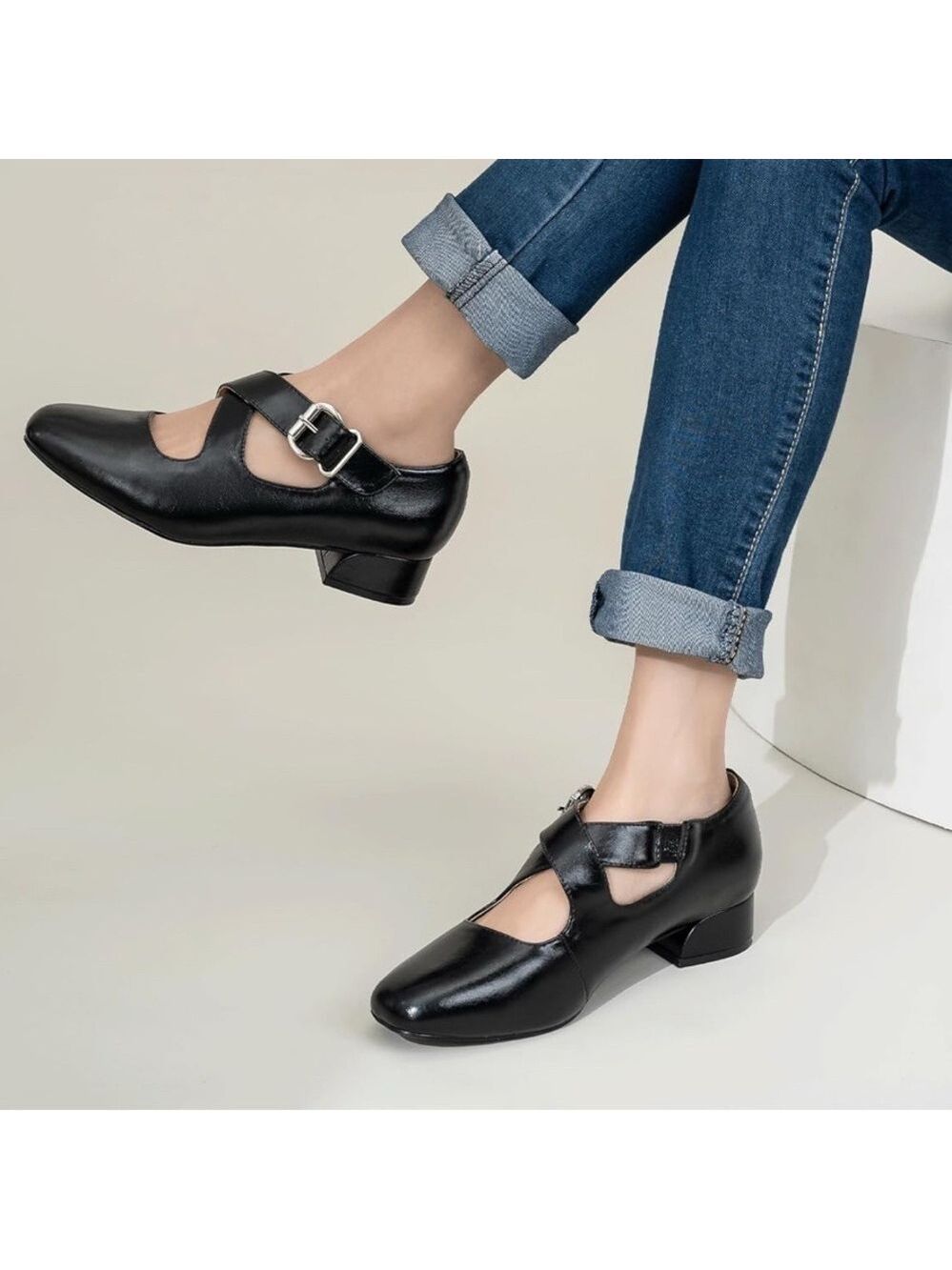 Women Ballet Flats Shoes Buckle Low Heels - Picture 4 of 11